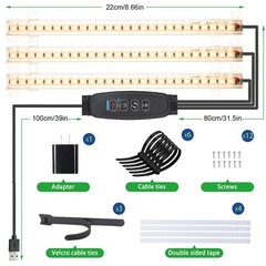 LED Grow Light Strips, Lights for Indoor 8.6Inch 3 Head 1 Pack, Warm