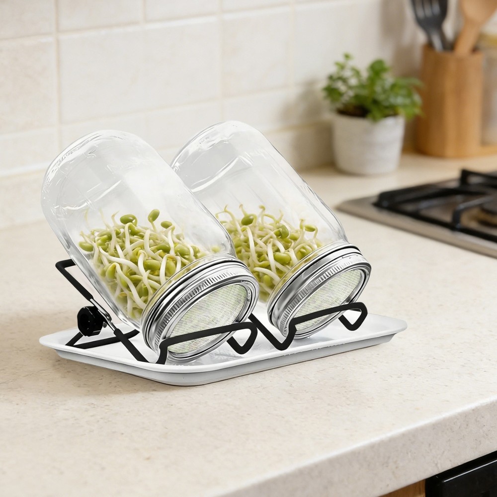 2 Pack Household Reusable Sprouts Growing Kit with Stainless Steel Screen Lids