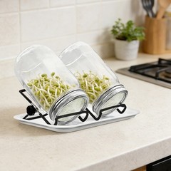 2 Pack Household Reusable Sprouts Growing Kit with Stainless Steel Screen Lids