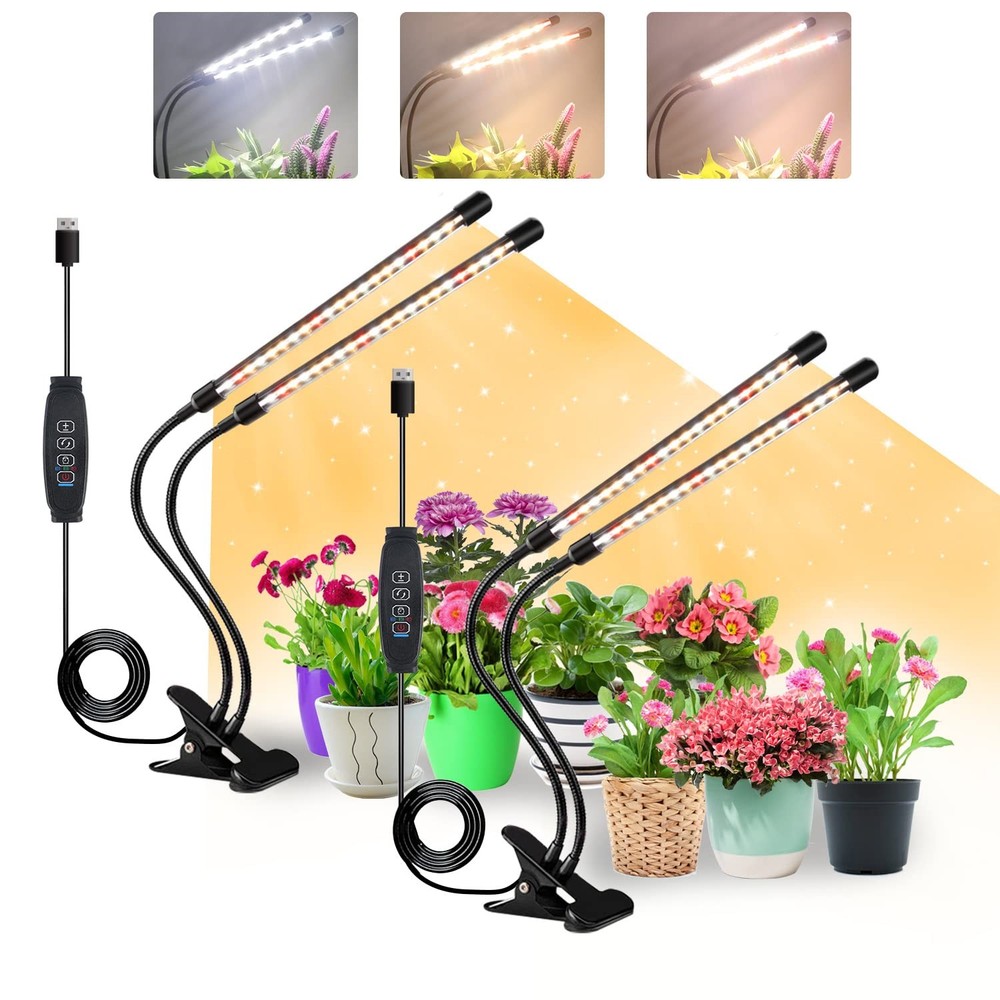 SDOVUERC Grow Lights for Indoor Plants, Full Spectrum LED 2 Pack, Red&White