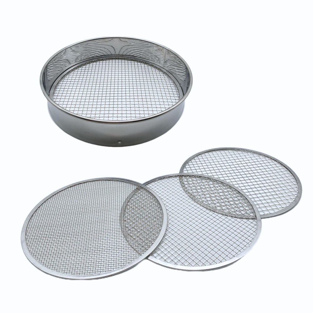 Soil Sifter Set with 3 Sieve Meshes for Rock and Sand – Stainless Steel