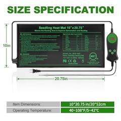 Seedling Heat Mat with Built-in Temperature Controller, 10″ x 20.75″