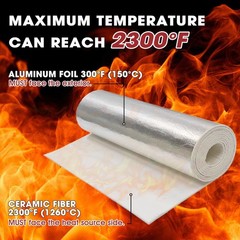 High-Temp 190 Mil Aluminum Foil Heat Shield Mat, 2300℉ Insulation Sheet, 12″x24