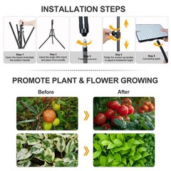 Grow Light with Stand, Orchbloom Lights for 2Head Stand(50W), Black