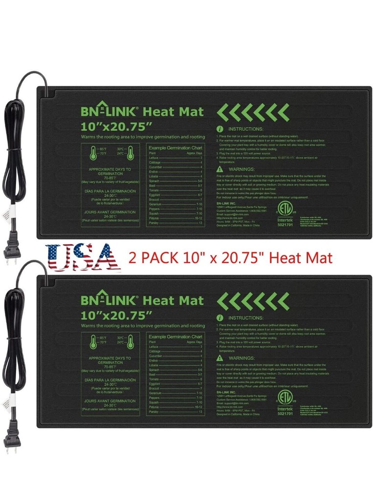 2 Pack Seeding Heat Mat 10″x20″ Warm Hydroponic Plant Germination Starting Pad