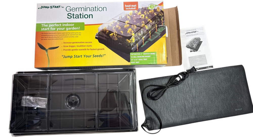 Jump Start Germination Station 72 Cell Tray & Dome with Heat Mat -NEW IN BOX