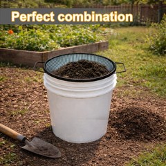 2PCS Soil Sifter for Gardening, Rock Sifter for 5 Gallon Bucket,Compost Sifte…