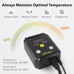 Reptile Thermostat Temperature Controller, Digital Heat Mat Thermostat for Seed