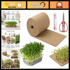 Organic Microgreens Growing Mat 10″x236″ – Jute Fiber Hydroponic Pads for Seed G