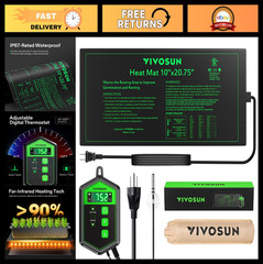 Seedling Heat Mat & Digital Thermostat Combo – Hydroponic Heating Pad for Germin