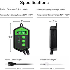 40°F to 108°F Digital Heat Mat Thermostat Temperature Controller for Seedlings