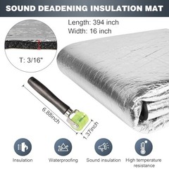 394mil 43sqft Car Sound Deadening Mat, Heat & 1 16″(W) x 394″(L) x 3/16″(T)