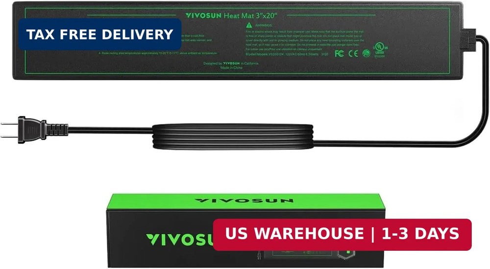 VIVOSUN Durable Waterproof Seedling Heat Mat 3″ x 20″ UL & MET-Certified Heating