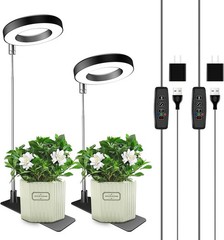Grow Lights for Indoor Plants, 48 LEDs Full Spectrum 2 Pack, 3.4in-Black