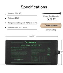 VIVOSUN Seedling Heat Mat Warm Hydroponic Heating Pad 10″ X 20.75”