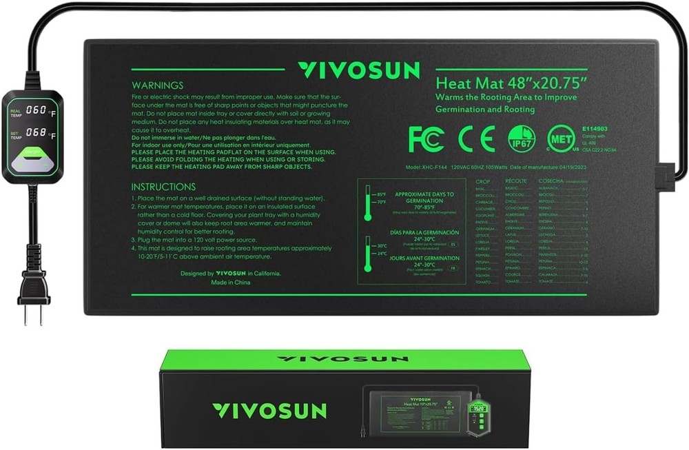 VIVOSUN 48″x20.75″ Seedling Heat Mat with Built-in Temperature Controller