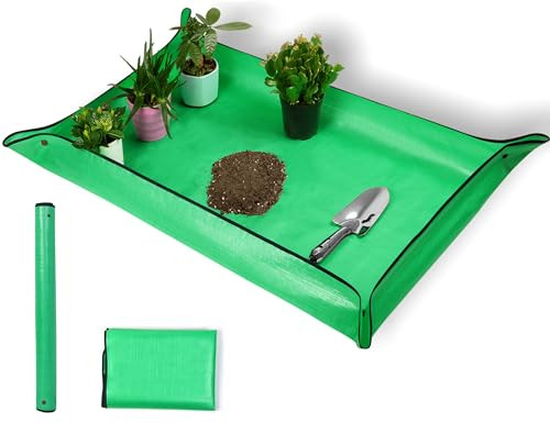 Plant Repotting Mat,Extra Large Waterproof 3’7″ x 2’6″ (Rectangular) Green