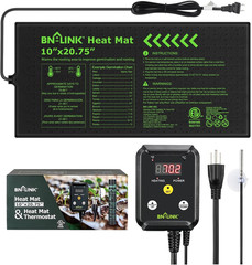 BN-LINK Seedling Heat Mat with Thermostat Controller Combo Set, 10″ X 20.75″ Pla