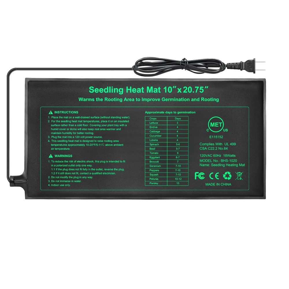 Seedling Heat Mat 10×20.75 in Waterproof for Germination and Hydroponics