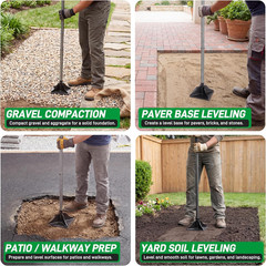 Steel Tamper with 48 Inch Handle 8″X8″ Garden Tamper with Rubber Grip All-Steel