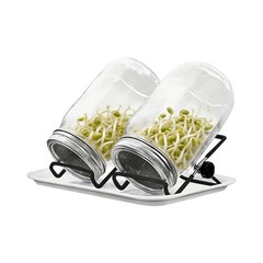 2 Pack Household Reusable Sprouts Growing Kit with Stainless Steel Screen Lids