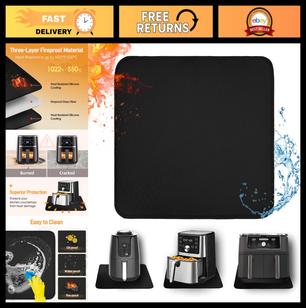 Heat Resistant Countertop Mat 21x24in – Fireproof Silicone Protector for Air Fry