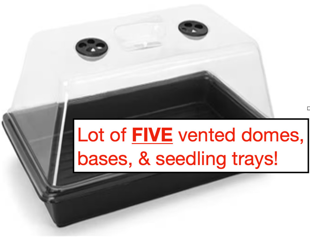 Lot of 5 NEW Vented Humidity Domes, Seedling Trays, & Base Kits for hydroponics