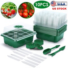 10 Packs Seed Starter Trays Seedling Tray Humidity Adjustable Kit with Dome Tool