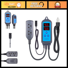 Humidity Controller for Greenhouse – Dual Stage Humidistat, Pre-Wired Outlet