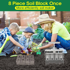8-Cell Stainless Steel Hand-Held Manual Soil Blocker Seed Stater Tray with 3 See