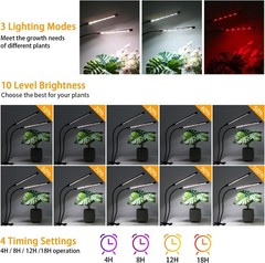 Black Grow Lights for Indoor Plants, 168 LEDs Clip Plant 2 Head 2 Pack,