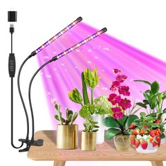 Black 2-Tube Clip-On Grow Light with 2 Head 1 Pack, Red+Blue+Yellow