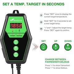 Digital Heat Mat Thermostat Controller 40-108°F Reptile Seed Germination 8.3A