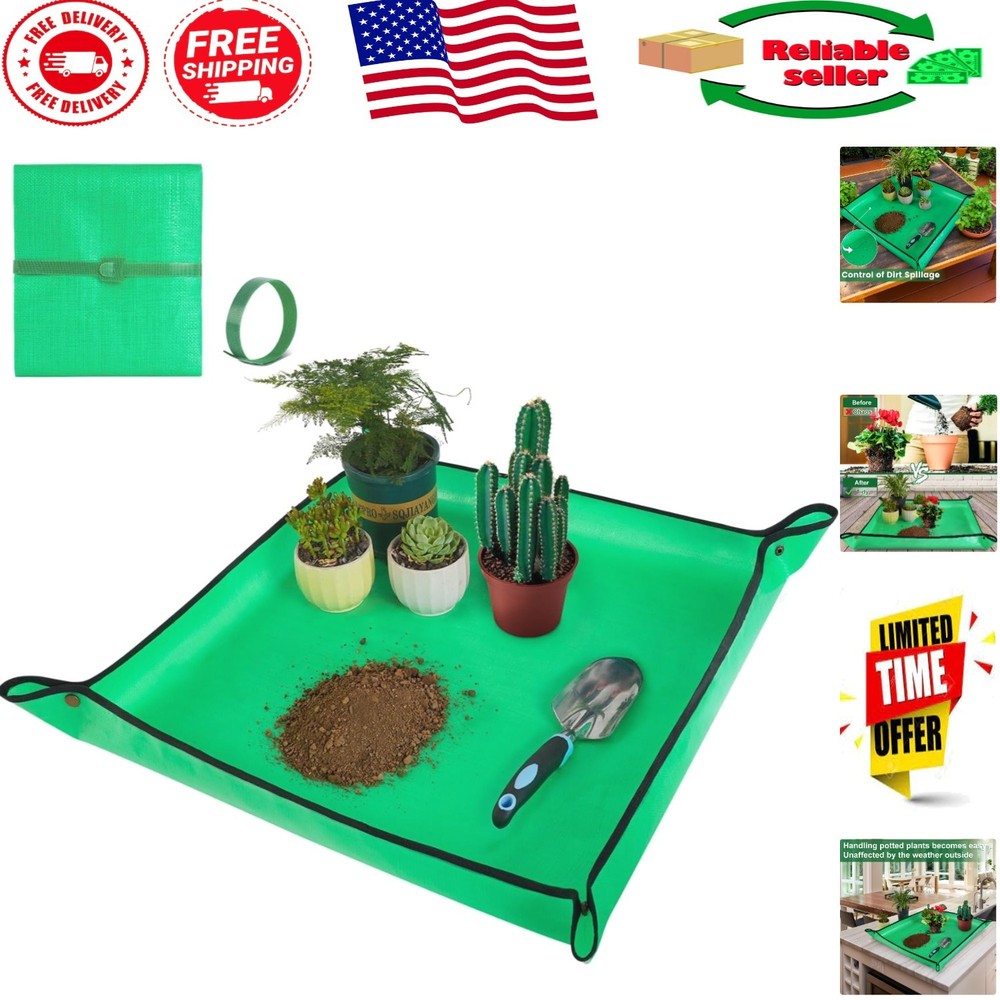 Pale Green 27″ x 27″ Foldable Potting Mat for Effortless Indoor Gardening