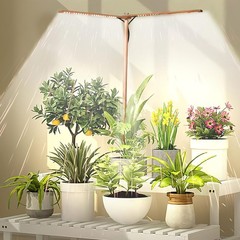 bodkar Wooden Grow Lights for Indoor Plants 2–head, no timer, wood+bamboo