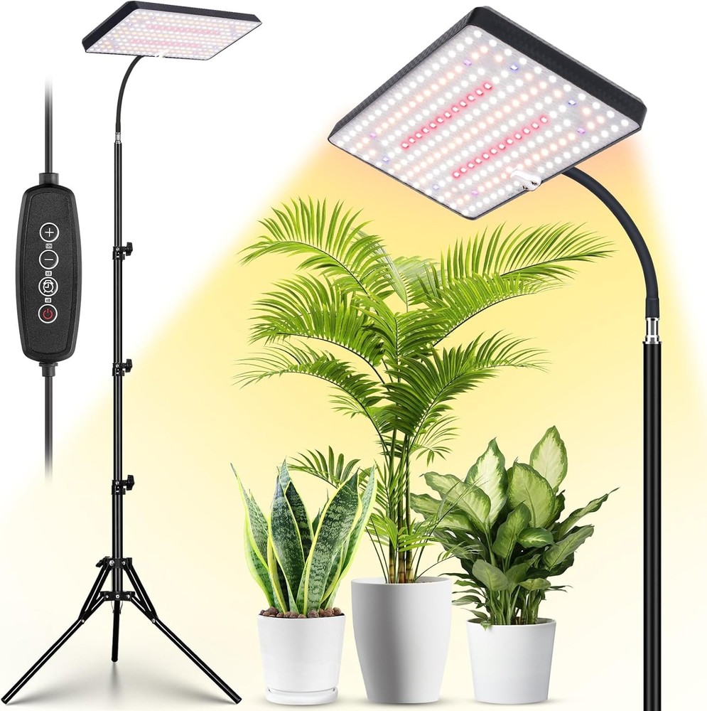 LBW Grow Lights for Indoor Plants Full Spectrum with One-Head, Black