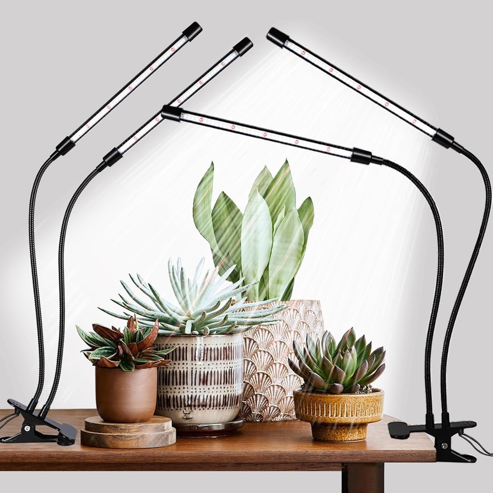 Black Grow Lights for Indoor Plants, 168 LEDs Clip Plant 2 Head 2 Pack,