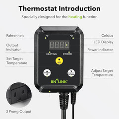 BN-LINK Reptile Thermostat Temperature Controller, Digital Heat Mat Thermostat