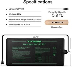 VIVOSUN Durable Waterproof Seedling Heat Mat 10″ x 20.75″ UL & MET-Certified