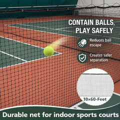 Heavy Duty 10′ x 60′ Court Divider Net Kit for Tennis & Badminton