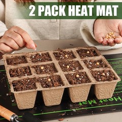 2 Pack Graphene Plant Heating Mat Fit For 1020 Seedling Trays 20W Waterproof