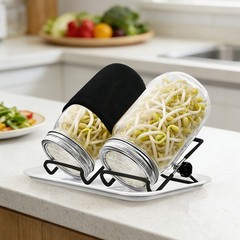 2 Pack Household Reusable Sprouts Growing Kit with Stainless Steel Screen Lids