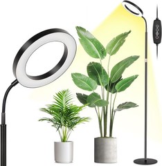 LBW Grow Lights for Indoor Plants with Stand Full Large – 8.0 Diameter, Black