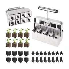 8-Cell Stainless Steel Hand-Held Manual Soil Blocker Seed Stater Tray with 3 See