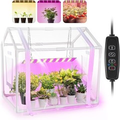Meonum Mini Greenhouse with Grow Light for Indoor, 23.6 x15.7 x19.6 Tabletop…