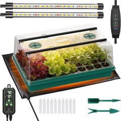 Seed Starter Tray with Grow Light and Thermostat Controller Heat Mat, 10″X 20.75