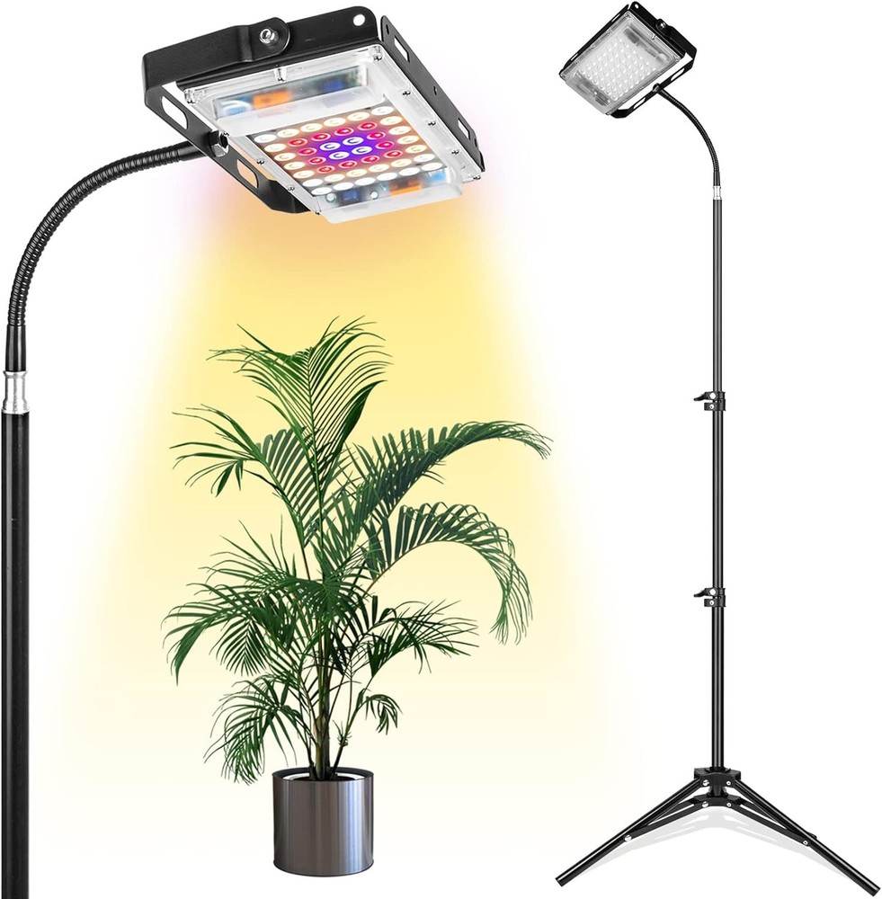 LBW Grow Light with Stand, Full Spectrum LED Floor Plant One Head, Black