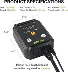 Digital Heat Mat Thermostat Controller 40-108°F 8.3A Incubator Reptile