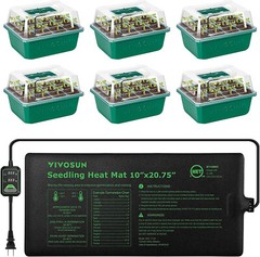 VIVOSUN 6-Pack Seed Starter Trays w/ 10″x20.75″ Seedling Heat Mat