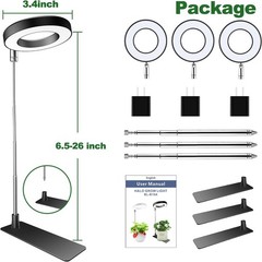 Plant Grow Light, 48 LEDs Full Spectrum Lights for 3 Pack, 3.4in-Black